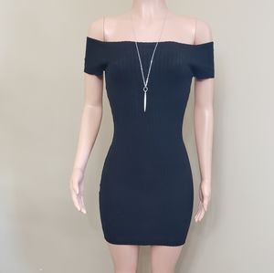 Streetwear Society •  Black Rib Bodycon Dress S